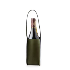 Leather Carrier For 2 Bottles In Sage -Clothing Shop 22.10.25 wine holders 514 edit 1