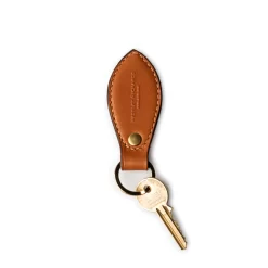 Leather Key Fob In Mid Tan