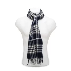 Cashmere Scarf In Misty Grey Plaid