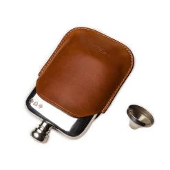 4oz Hip Flask In Mid Tan -Clothing Shop 4 flask with funnel m