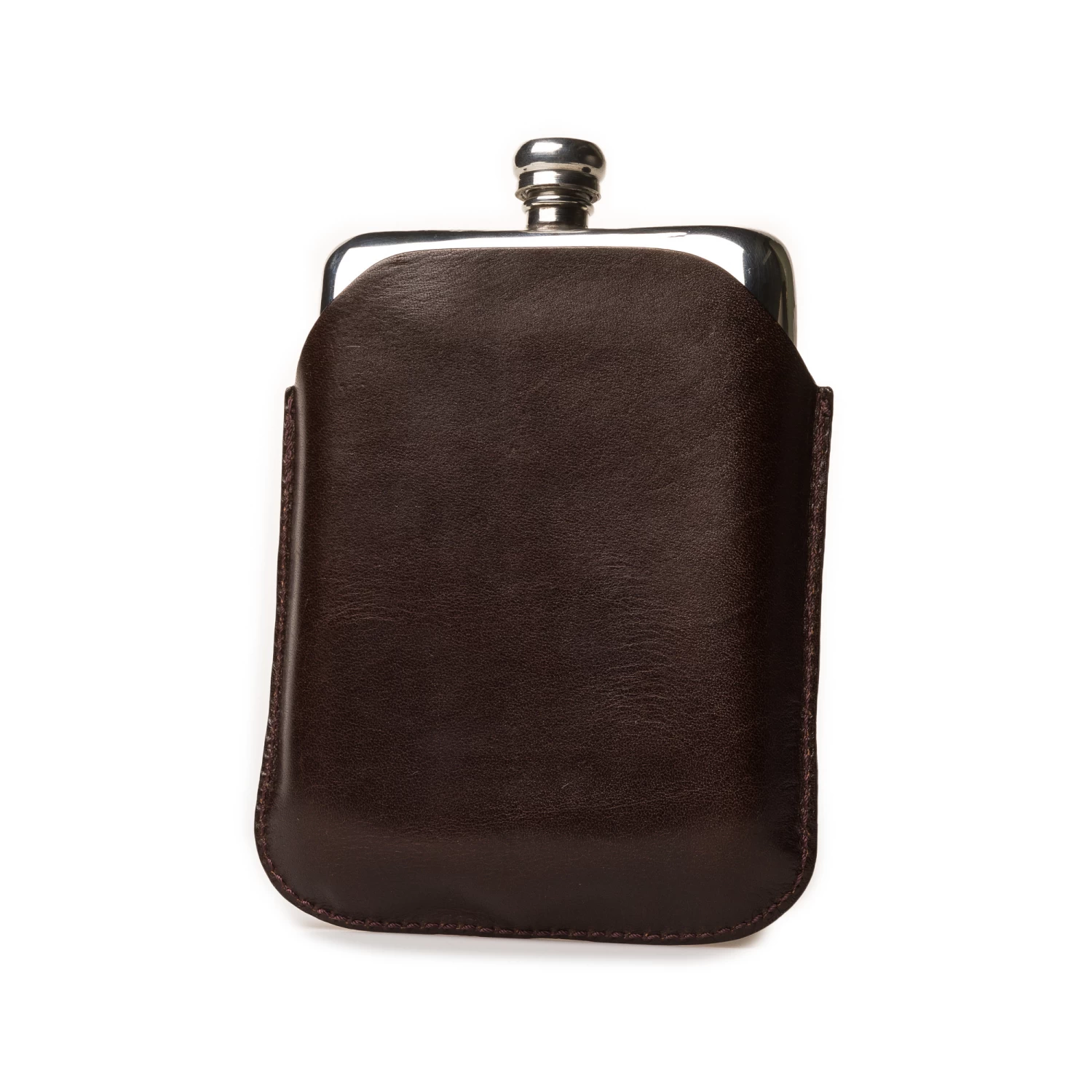 8oz Hip Flask In Dark Tan 2 8oz Hip Flask In Dark Tan - Image 2