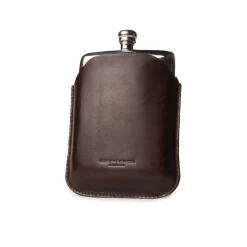 8oz Hip Flask In Dark Tan