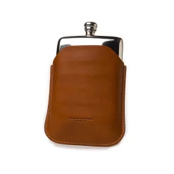 8oz Hip Flask In Mid Tan
