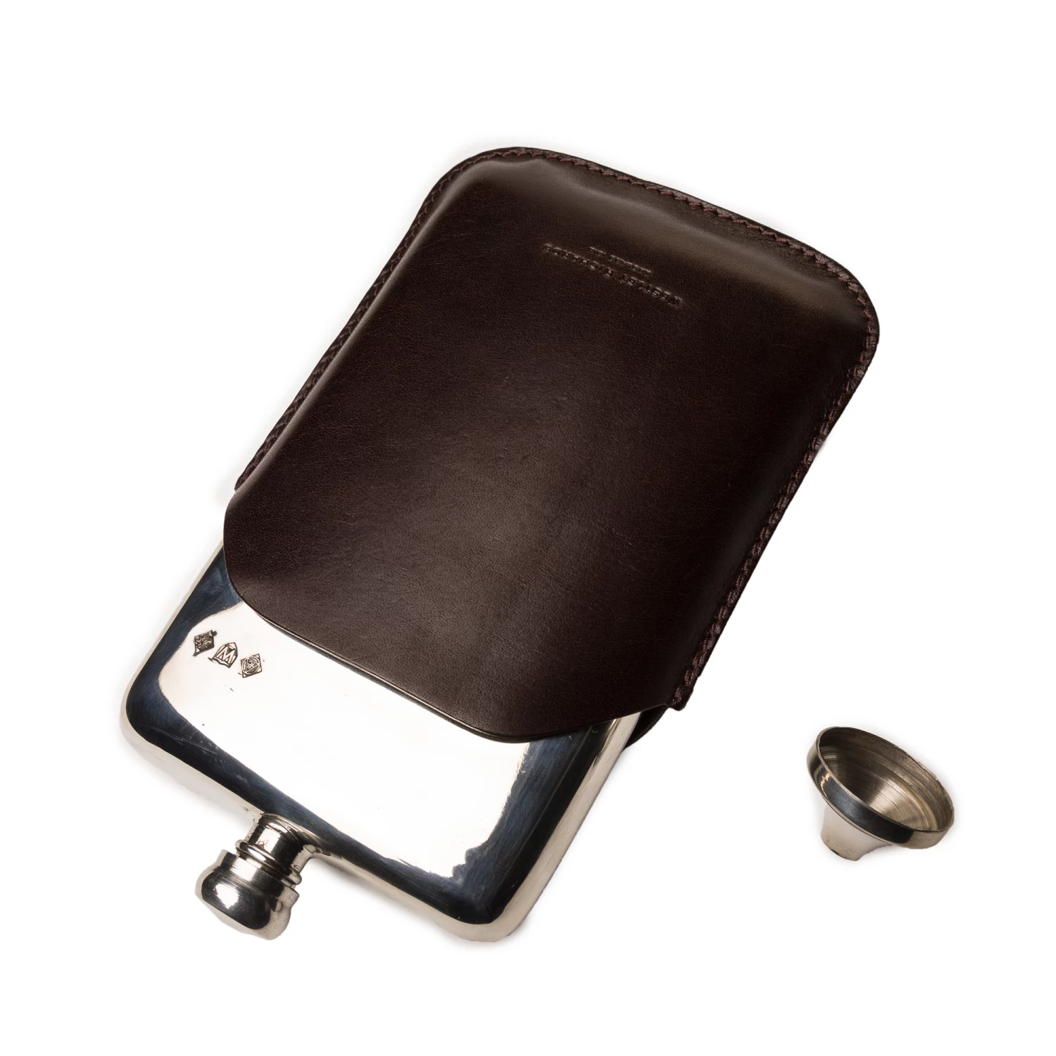 8oz Hip Flask In Dark Tan 3 8oz Hip Flask In Dark Tan - Image 3