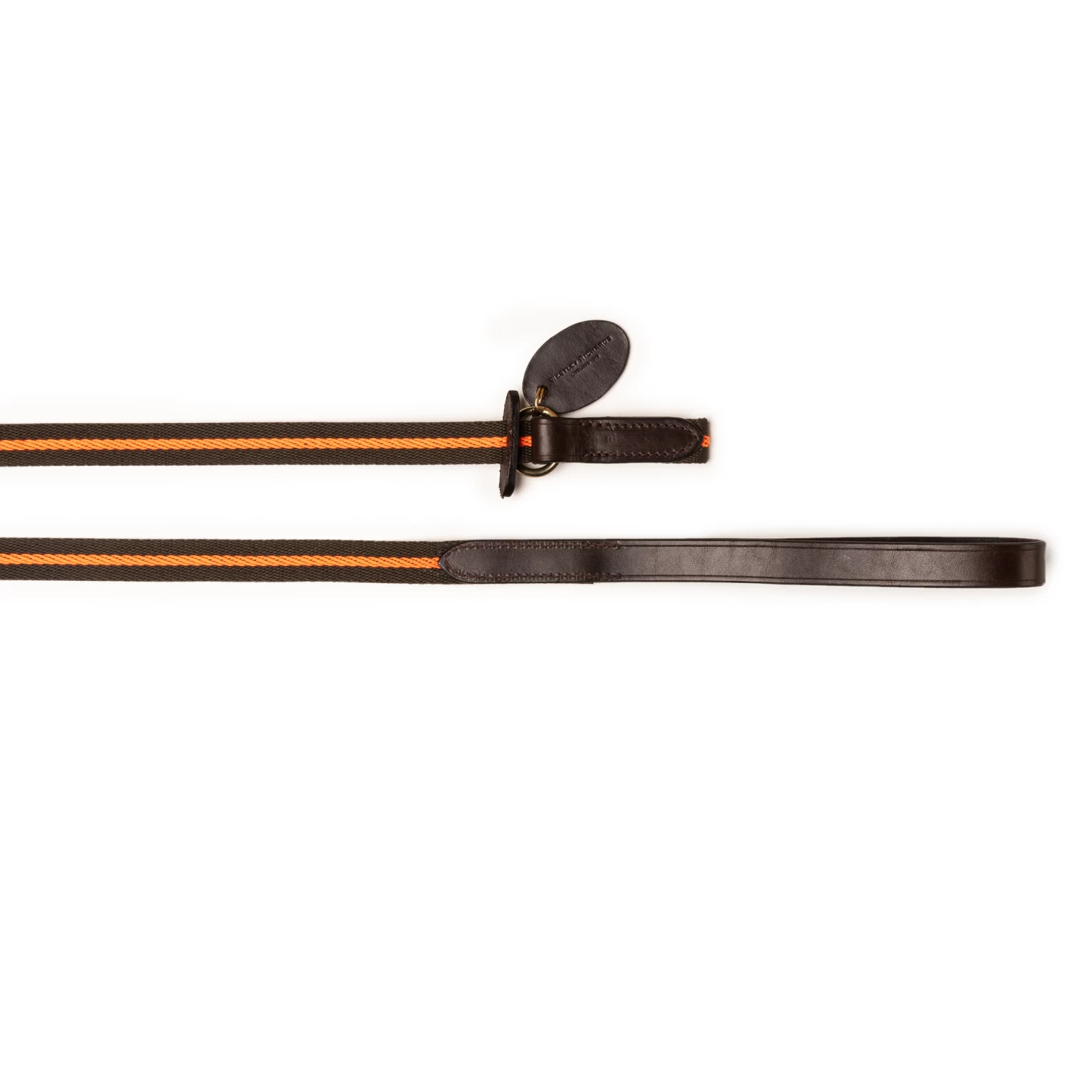 Fluorescent Dog Lead In Orange Stripe & DarkTan 2 Fluorescent Dog Lead In Orange Stripe & DarkTan - Image 2