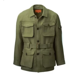 Linen Selous Safari Jacket In Plains Green