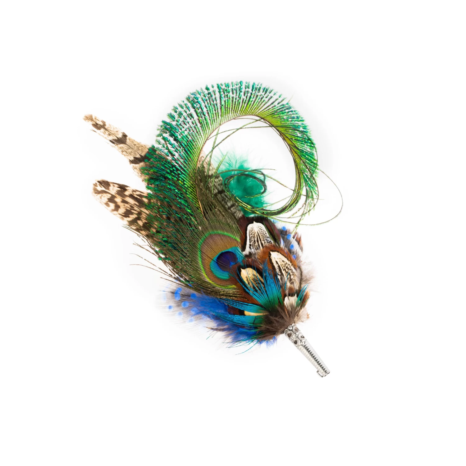 Traditional Feather Pin With Peacock Accents 1 Traditional Feather Pin With Peacock Accents