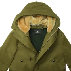 Grenfell Helvellyn Coat In Herringbone Waxed Cotton -Clothing Shop grenfell helvelynn coat in green 5090edit 23 08 07