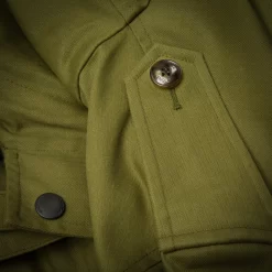Grenfell Helvellyn Coat In Herringbone Waxed Cotton -Clothing Shop grenfell helvelynn coat in green 5102edit 23 08 07