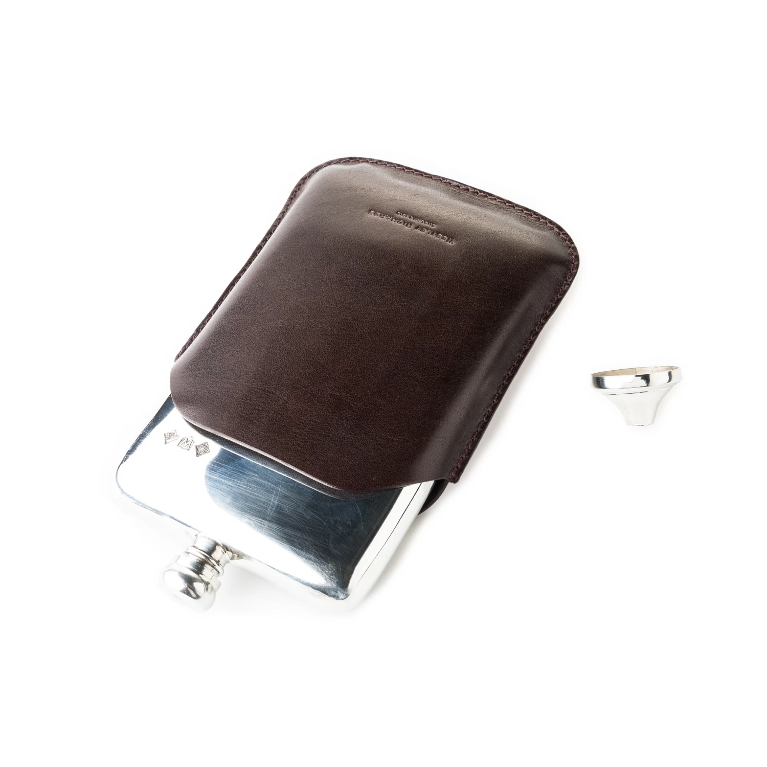 5.5oz Hip Flask In Dark Tan 2 5.5oz Hip Flask In Dark Tan - Image 2