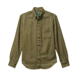 Herringbone Flannel Shirt In Olive