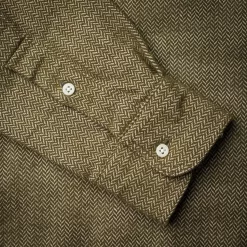 Herringbone Flannel Shirt In Olive -Clothing Shop img 9865 600x