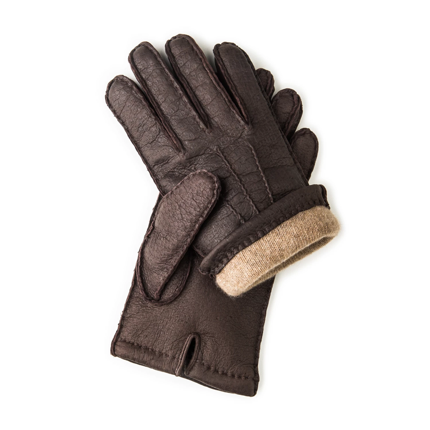 Men's Cashmere Lined Peccary Leather Gloves In Moro 2 Men's Cashmere Lined Peccary Leather Gloves In Moro - Image 2
