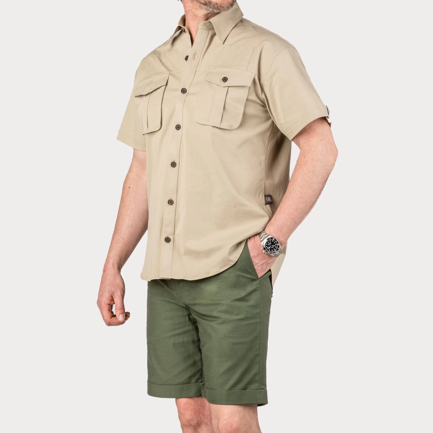 Short Sleeve Campaign Shirt In Light Stone 2 Short Sleeve Campaign Shirt In Light Stone - Image 2