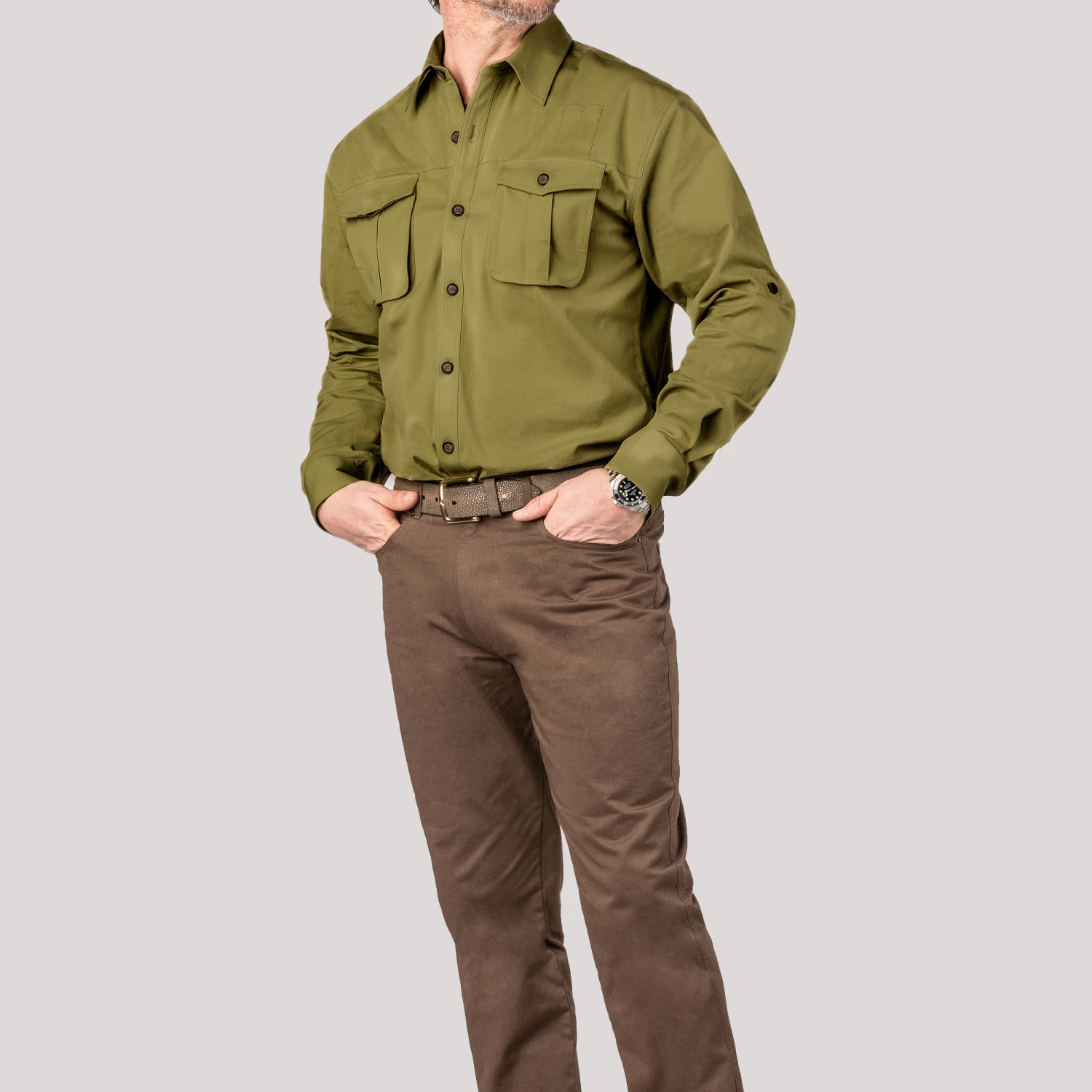 Campaign Shirt In Khaki Green 2 Campaign Shirt In Khaki Green - Image 2