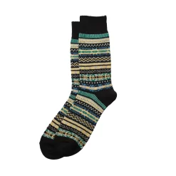 Fairisle Jacquard Crew Socks In Black