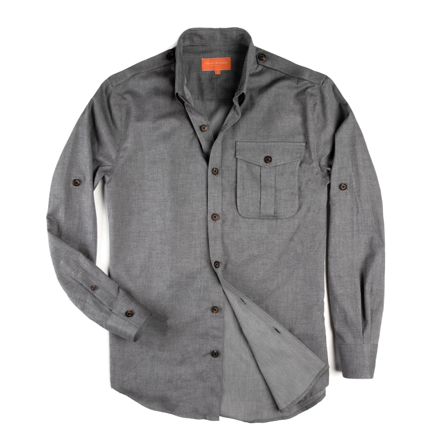 Field Shirt In Brushed Grey 3 Field Shirt In Brushed Grey - Image 3