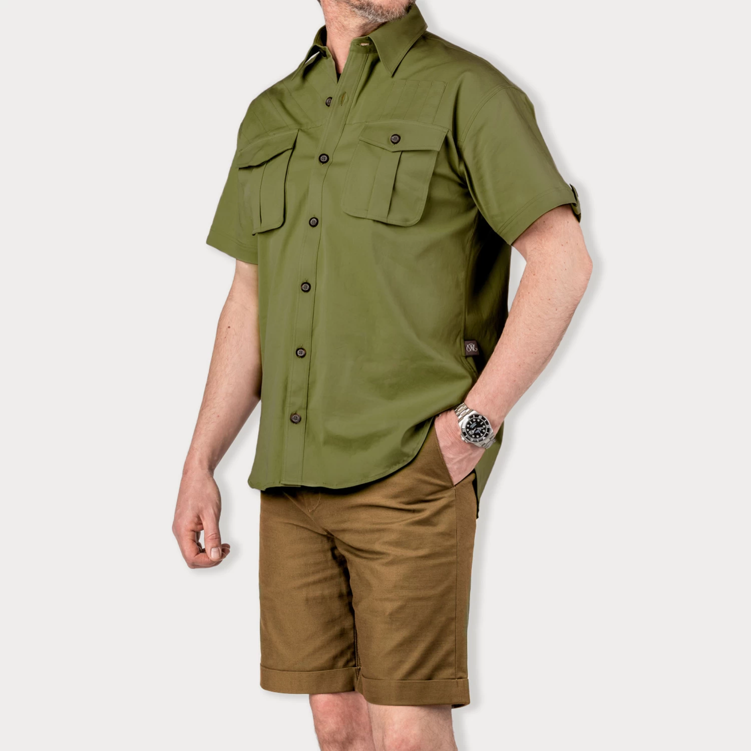 Short Sleeve Campaign Shirt In Khaki 2 Short Sleeve Campaign Shirt In Khaki - Image 2