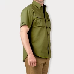 Short Sleeve Campaign Shirt In Khaki 9 Short Sleeve Campaign Shirt In Khaki -Clothing Shop short sleeved campaign shirt green 2