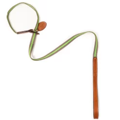 Fluorescent Dog Lead In Green Stripe & Mid Tan
