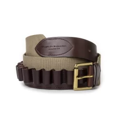 20 Gauge Cartridge Belt In Sand Canvas And Dark Tan