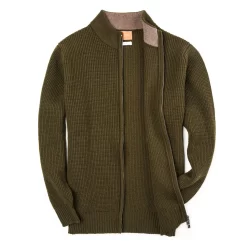 Bowland Zip Cardigan In Field Green With Clay -Clothing Shop wr co knitwear 37042 edit