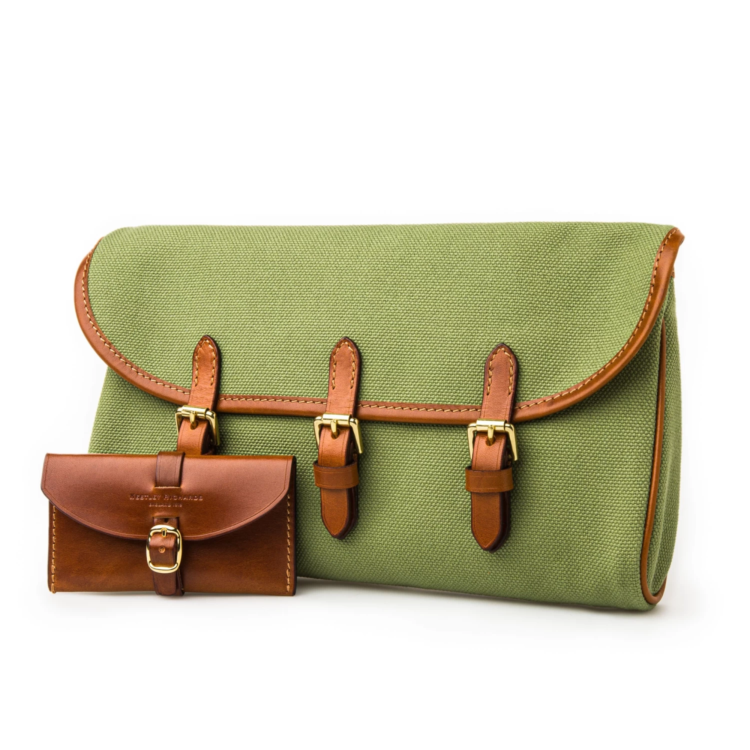 Redfern Cleaning Pouch With Accessories In Green & Mid Tan 5 Redfern Cleaning Pouch With Accessories In Green & Mid Tan - Image 5