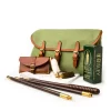 Redfern Cleaning Pouch With Accessories In Green & Mid Tan