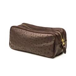 Leather Wash Bag In Ostrich