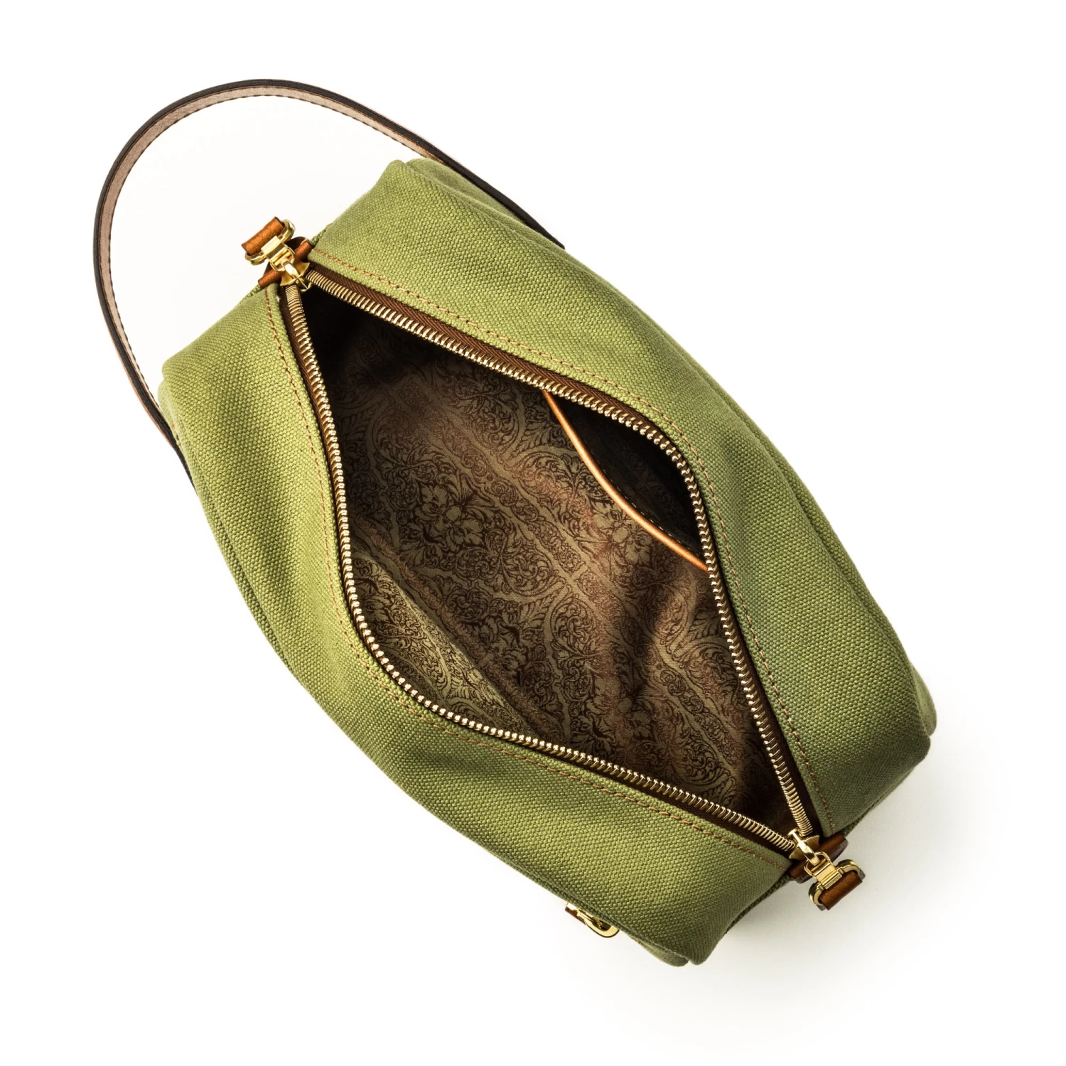 Bournbrook Wash Bag In Safari Green And Mid Tan 3 Bournbrook Wash Bag In Safari Green And Mid Tan - Image 3
