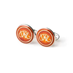 Silver Cufflinks In Sporting Orange