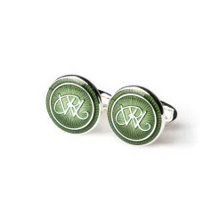 Silver Cufflinks In Olive