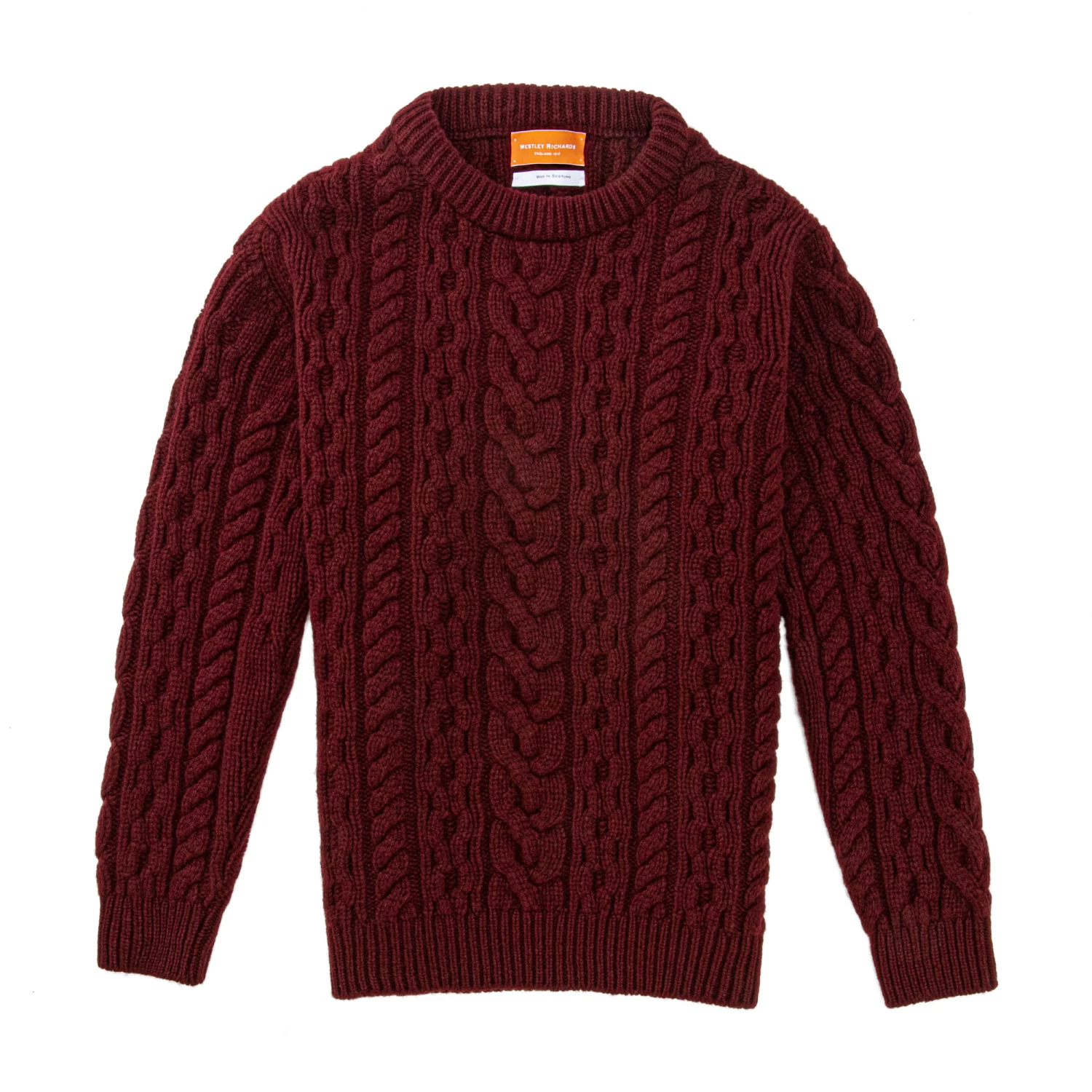 Galloway Cable Crewneck In Port 1 Galloway Cable Crewneck In Port