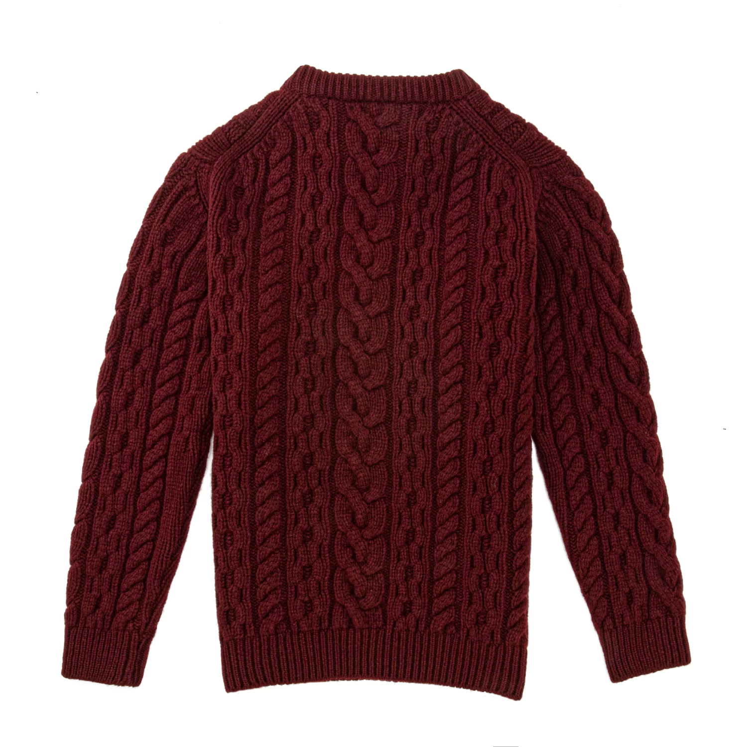 Galloway Cable Crewneck In Port 3 Galloway Cable Crewneck In Port - Image 3