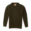 Galloway Cable Crewneck In Military