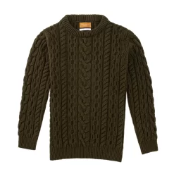 Galloway Cable Crewneck In Military
