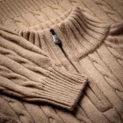 Cashmere Cannock Cable In Light Clay -Clothing Shop wr knitwear sweaters 2389