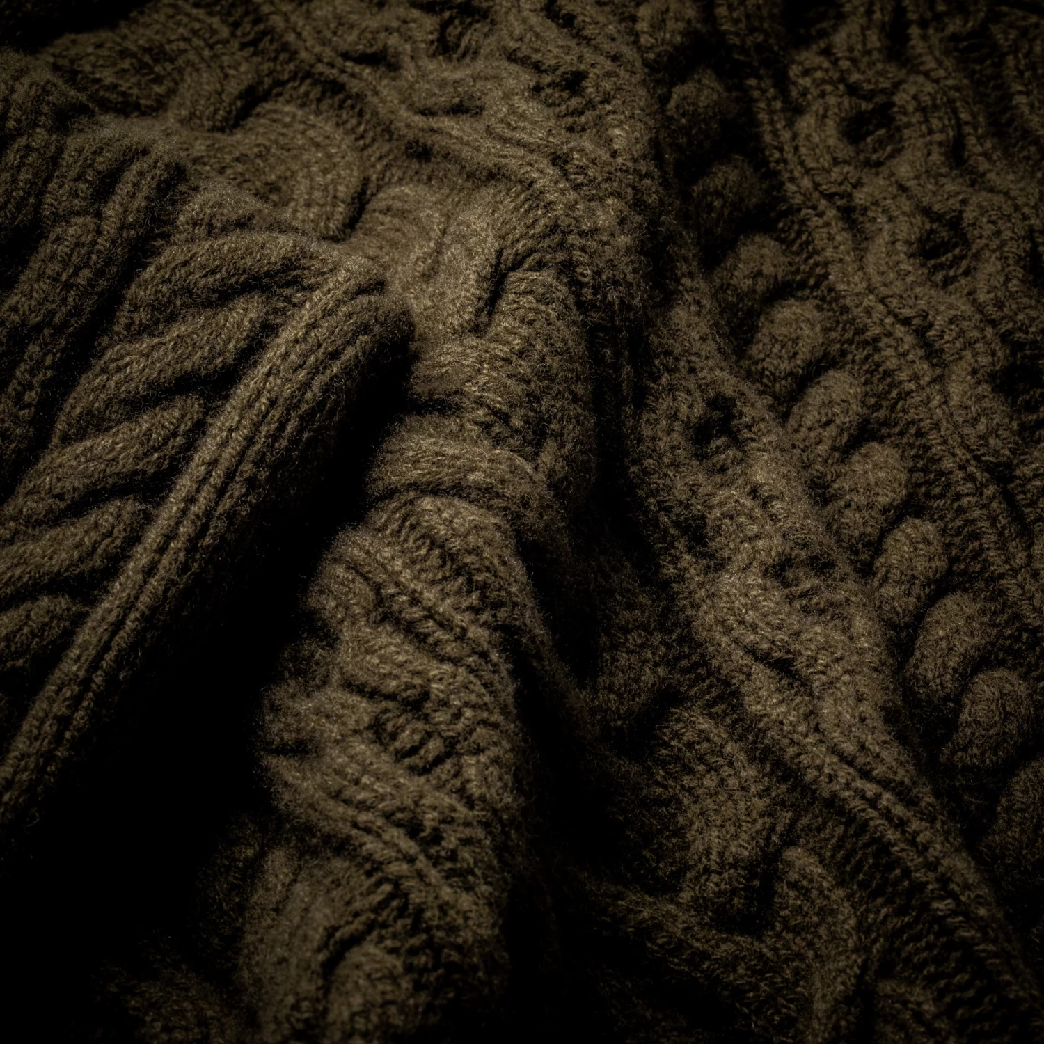 Galloway Cable Crewneck In Military 5 Galloway Cable Crewneck In Military - Image 5