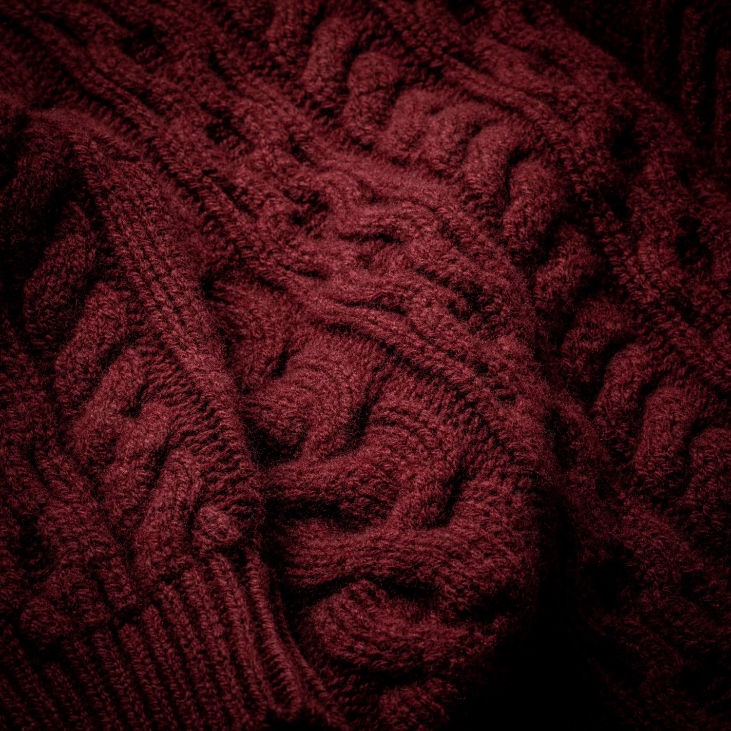 Galloway Cable Crewneck In Port 7 Galloway Cable Crewneck In Port - Image 7