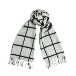 Pure Cashmere Scarf In Windowpane Duck Egg